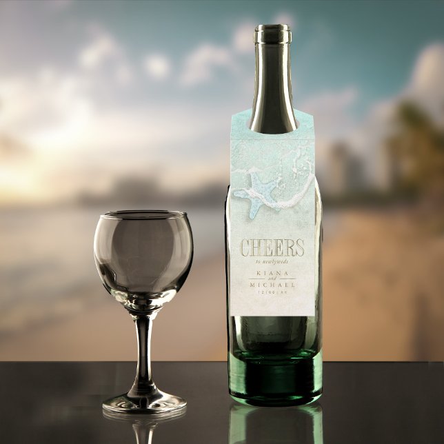 Colgador Para Botellas Sea Foam Beach Wedding Cheers ID837 (Wine Bottle In Situ)