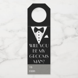 Colgador Para Botellas ¿Serás Mi Padrino de Boda Esmoquin