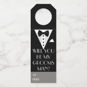 Colgador Para Botellas ¿Serás Mi Padrino de Boda Esmoquin