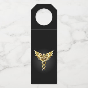 Colgador Para Botellas Símbolo caduceo poligonal dorado