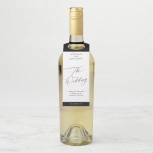 Colgador Para Botellas Simple Boda de caligrafía moderna en blanco y negr