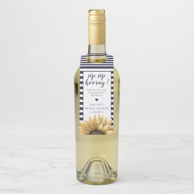 Colgador Para Botellas Sorbo de girasol Sip Hooray raya azul marino (En botella)
