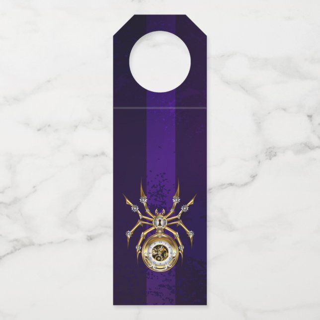 Colgador Para Botellas Spider Steampunk sobre fondo morado (Anverso)