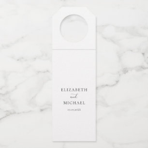 Colgador Para Botellas Tarjeta de boda simple moderna blanca
