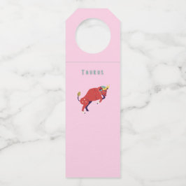 Colgador Para Botellas Tauro rosa, zodiaco, impresión de signo zodiacal