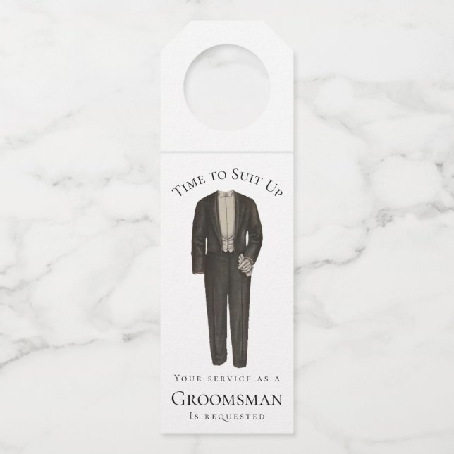 Colgador Para Botellas Tiempo de encajar la propuesta groomsman Tuxedo vi (Anverso)
