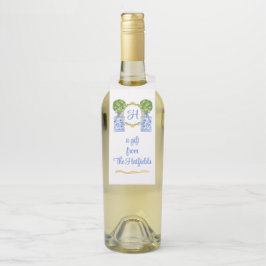 Colgador Para Botellas Topiaria de Monograma Chinoiserie Acuarela Citrus