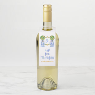 Colgador Para Botellas Topiaria de Monograma Chinoiserie Acuarela Citrus