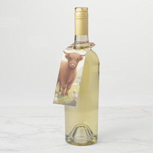 Colgador Para Botellas Vaca de tierras altas, con flores y primavera