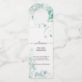 Colgador Para Botellas Verdes salvia Floral Boda Personalizado 