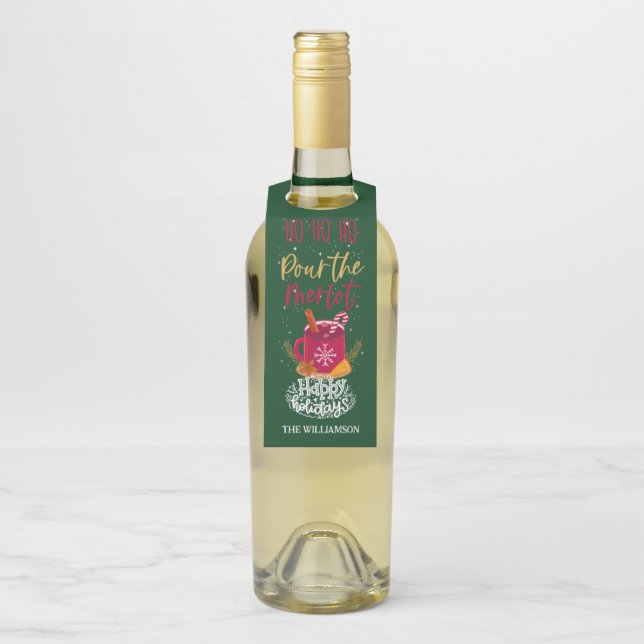 Colgador Para Botellas Vierta a los Navidades Merlot con bebida de vino (En botella)