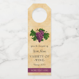 Colgador Para Botellas Viñedo Elegante Vintage Uvas Moradas Plantilla Per