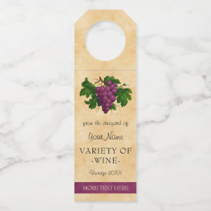 Colgador Para Botellas Viñedo Elegante Vintage Uvas Moradas Plantilla Per