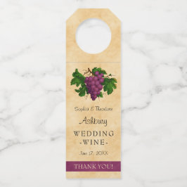 Colgador Para Botellas Vino de Boda Elegante Uva Vintage | Gracias