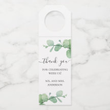 Watercolor eucalyptus. Elegant wedding thank you