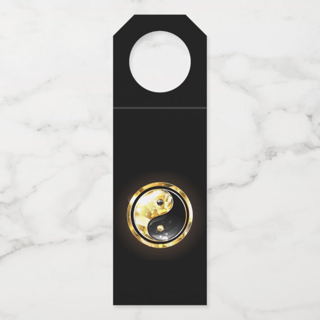 Colgador Para Botellas Yin Yang dorado en negro (Anverso)