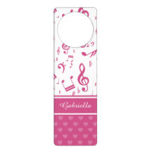 Personalizado Music Notes and Hearts Pattern Pink
