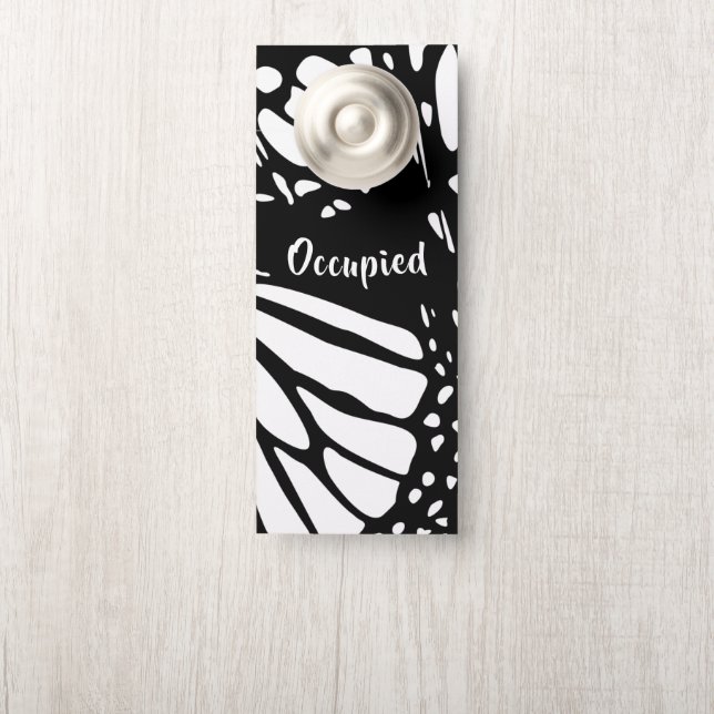 Colgador Para Puertas Abstracto Ala Mariposa Monarca - Ocupada/Vacante (En pomo)