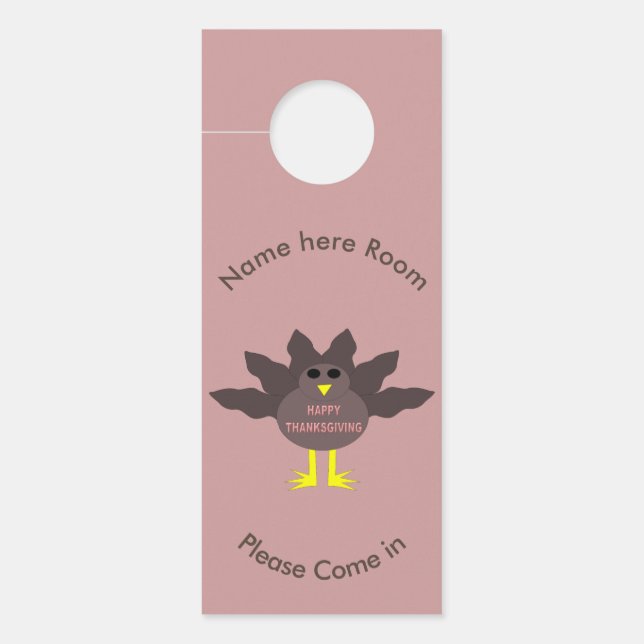 Colgador Para Puertas Acción de Gracias desplumó Turquía personalizada (Anverso)