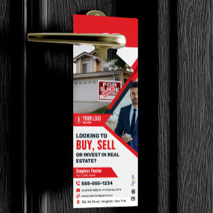 Colgador Para Puertas Agente Inmobiliario Rojo Profesional Comprar Vende