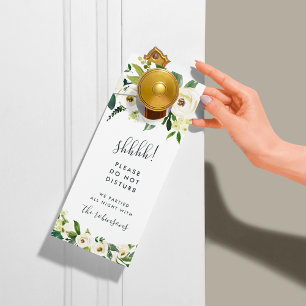 Colgador Para Puertas Alabaster Floral Wedding Welcome/Do Not Disturb