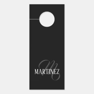 Colgador Para Puertas Apellido personalizado elegante negro   Nombre