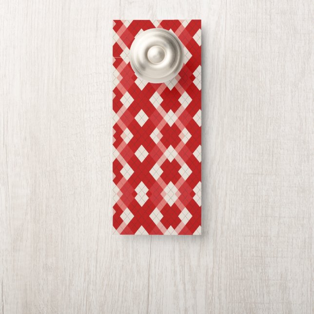 Colgador Para Puertas Argyle, rojo blanco rosa día de San Valentín  (En pomo)