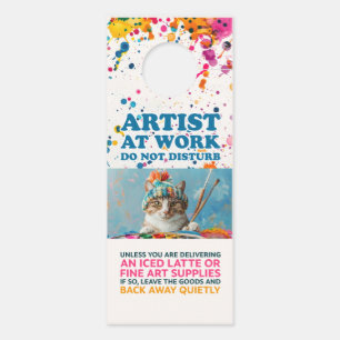 Colgador Para Puertas Artista trabajando NO MOLESTAR (doble cara)