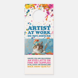 Colgador Para Puertas Artista trabajando NO MOLESTAR (doble cara)
