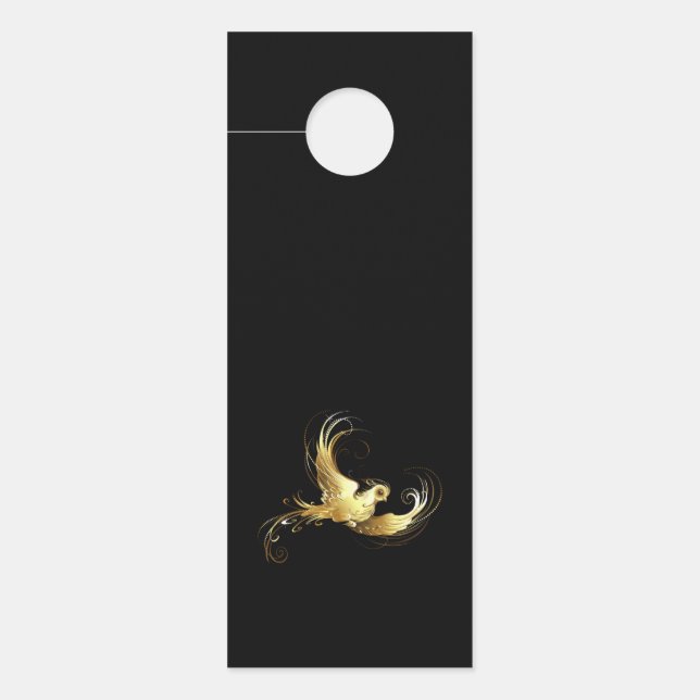 Colgador Para Puertas Ave dorada sobre fondo negro (Anverso)