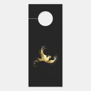 Colgador Para Puertas Ave dorada sobre fondo negro