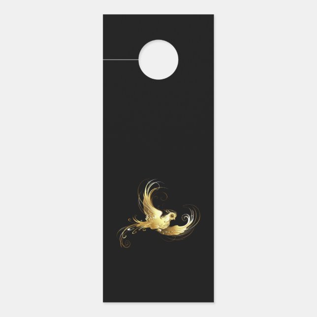 Colgador Para Puertas Ave dorada sobre fondo negro (Anverso)