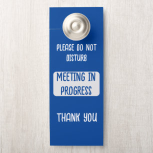 Colgador Para Puertas Azul Por Favor No Perturbar Reunión en curso WFH