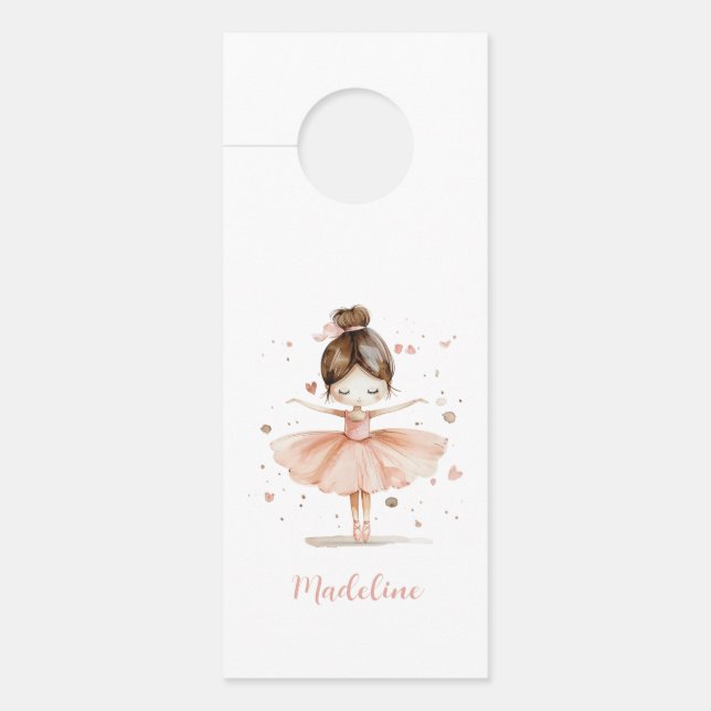 Colgador Para Puertas Ballerina Nombre Personalizado Girly (Anverso)