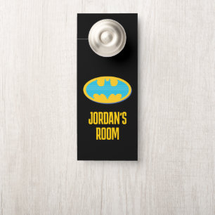 Colgador Para Puertas Batman   Símbolo de franjas cian