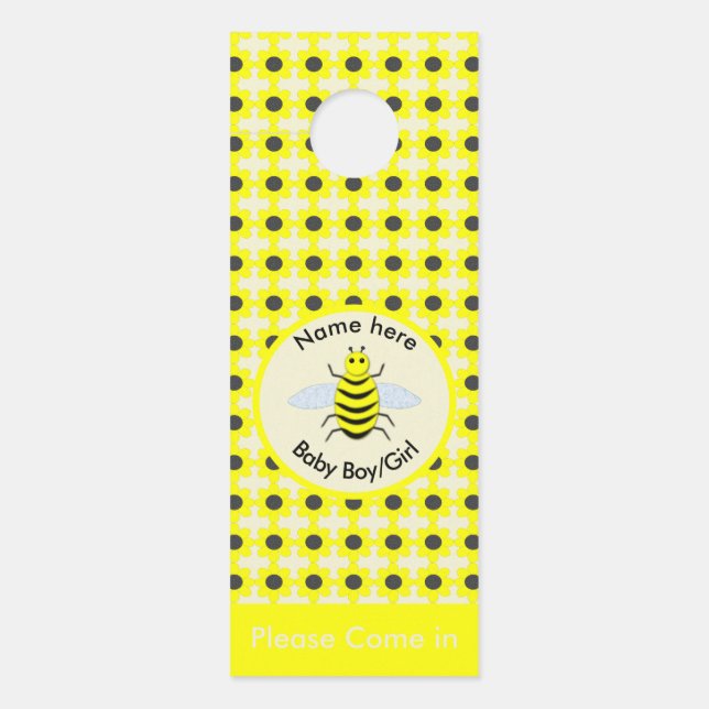 Colgador Para Puertas Bebé Amarillo Cuto Género Nursera Neutral (Anverso)