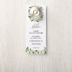 Colgador Para Puertas Bloom blanco   Boda Invitado No Molestar