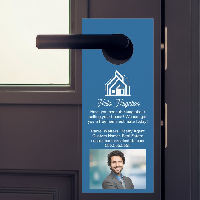 Colgador Para Puertas Blue Real Estate Company Advertising Realtor Photo (Subido por el creador)