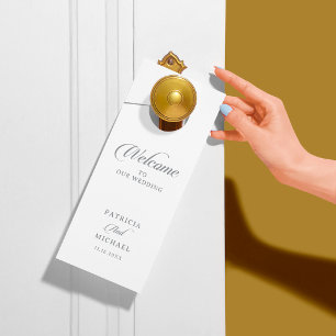Colgador Para Puertas Boda de Caligrafía Clásica Chic Bienvenida
