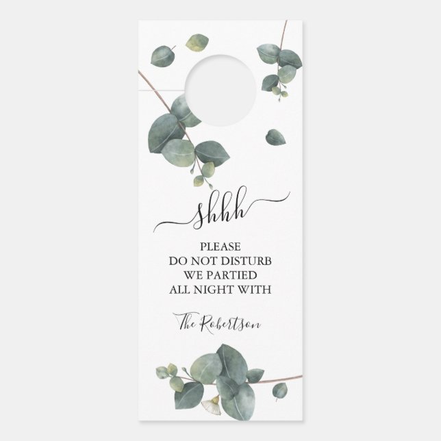 Colgador Para Puertas Boda de Eucalyptus Greenery (Anverso)