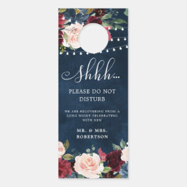 Colgador Para Puertas Boda de Rosas de Rubor de la Marina de Borgoña no