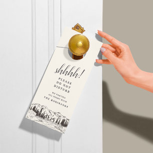 Colgador Para Puertas Boda de Sketch de montaña Bienvenido/No molestar