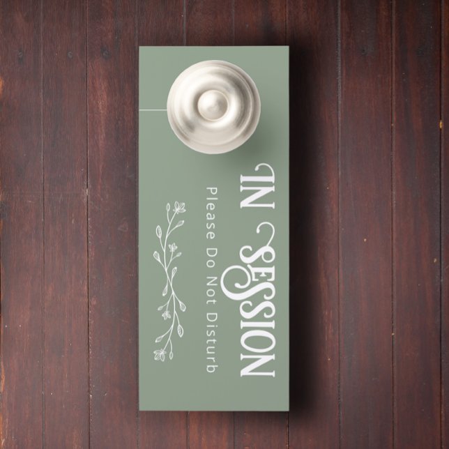 Colgador Para Puertas Boda de texto personalizado en sesión moderna hoja (Modern personalized in session  green color door hanger.)