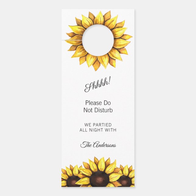 Colgador Para Puertas Boda floral de girasol otoño blanco amarillo (Anverso)