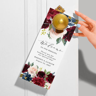 Colgador Para Puertas Boda Floral Encantada Bienvenida y No Molestar