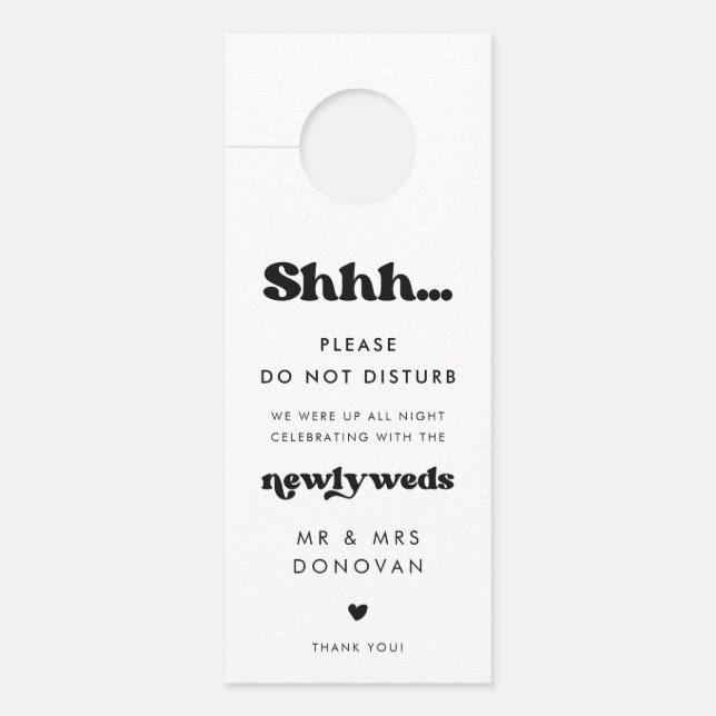 Colgador Para Puertas Boda retro elegante en blanco y negro No molestar (Anverso)