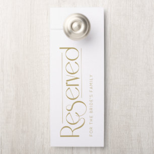 Colgador Para Puertas Boda Simple de Oro Blanco Reservada