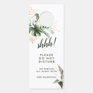 Colgador Para Puertas Boda Verde Foliage Tropical No Perturba