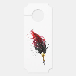 Colgador Para Puertas Bolígrafo pluma roja con plumilla dorada