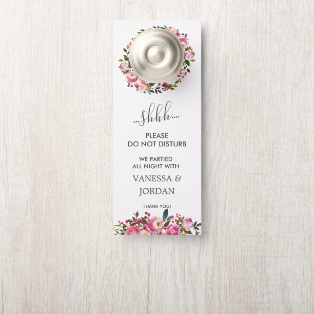 Colgador Para Puertas Brillante Bloom | Boda Invitado No Molestar (En pomo)